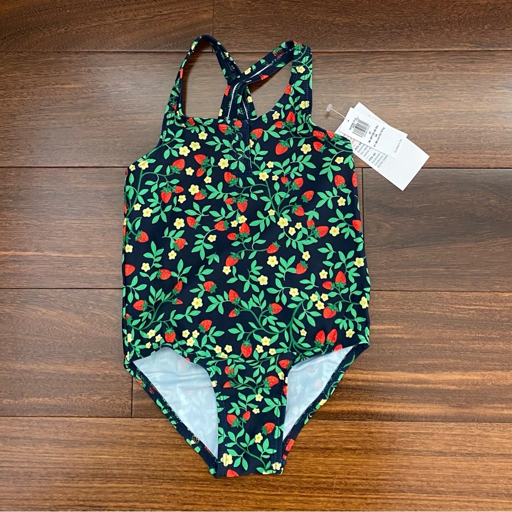 BNWT Kids Floral Strawberry One-Piece Swimsuit